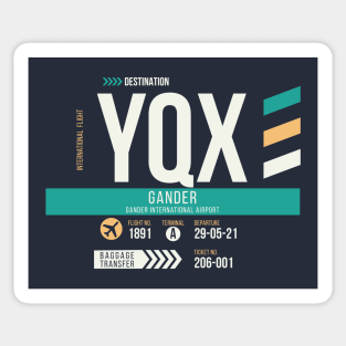 Gander (YQX) Airport Code Baggage Tag Sticker